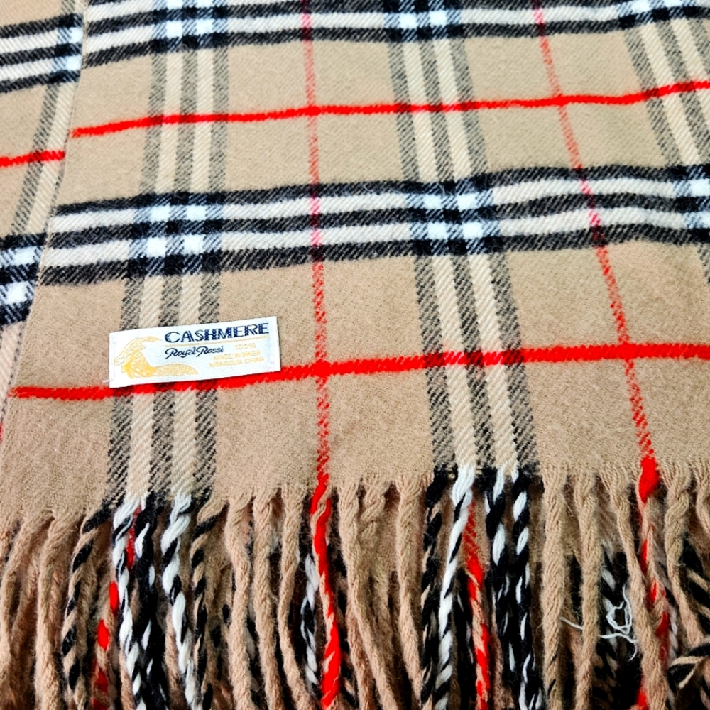Ladies large Burberry style cashmere wrap